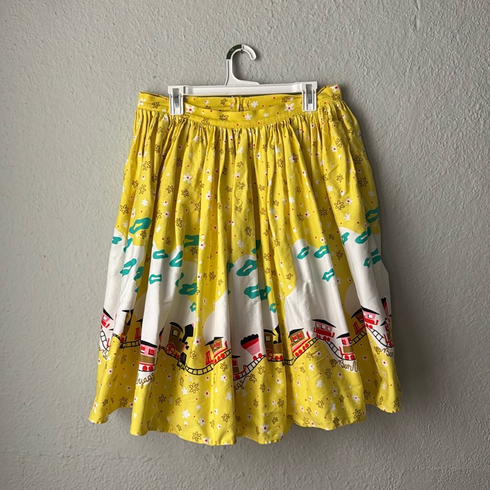 Pinup Couture Bon Voyage Yellow Train by Mary Blair Size XL